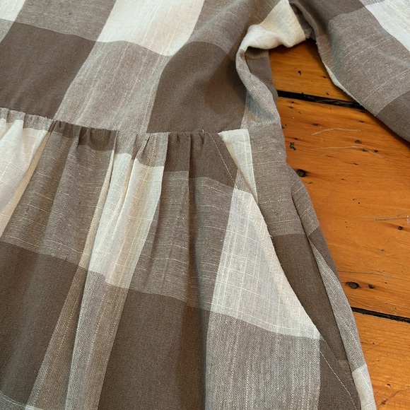 Roolee small cream and white buffalo check maxi dress. Minimalist, cotta… - Picture 6 of 8